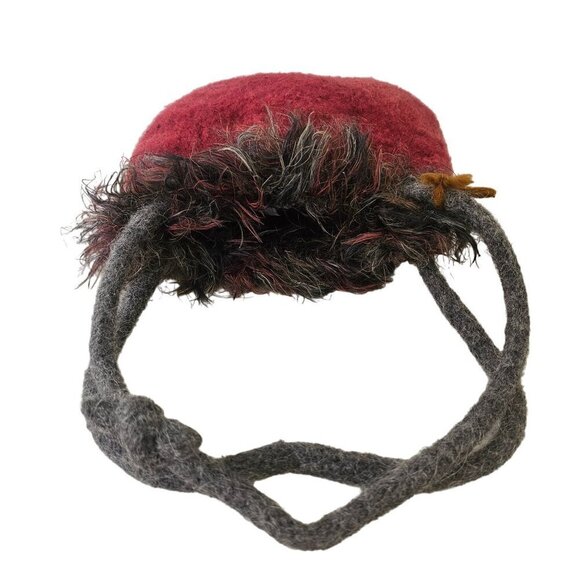 Handmade Felted Wool Shoulder Bag Small Fringed Tote Wine Gray NWT - Picture 4 of 11